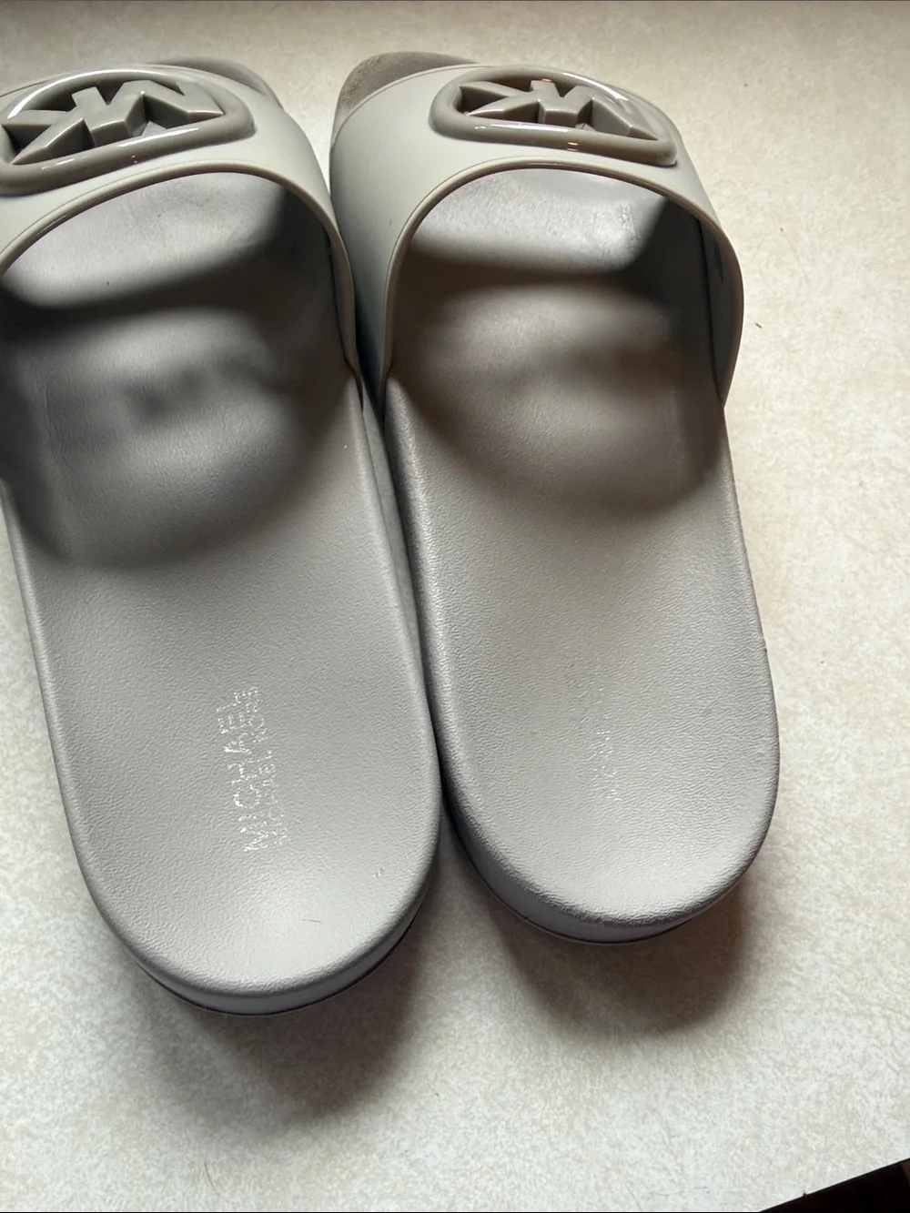 Michael Kors Gray Logo Slide Sandals